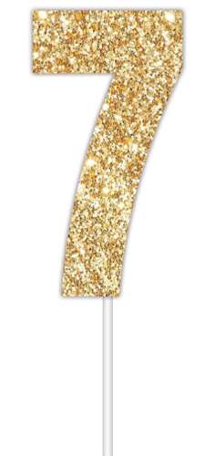 Gold Glitter Cake Topper - No 7 - Click Image to Close